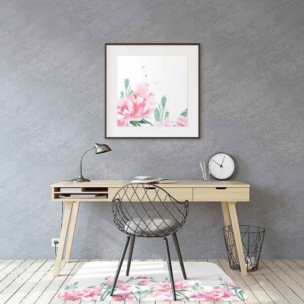 Tappeto per sedia con ruote Fiori Rosa