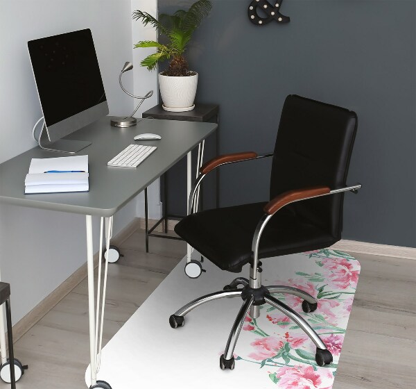 Tappeto per sedia con ruote Fiori Rosa