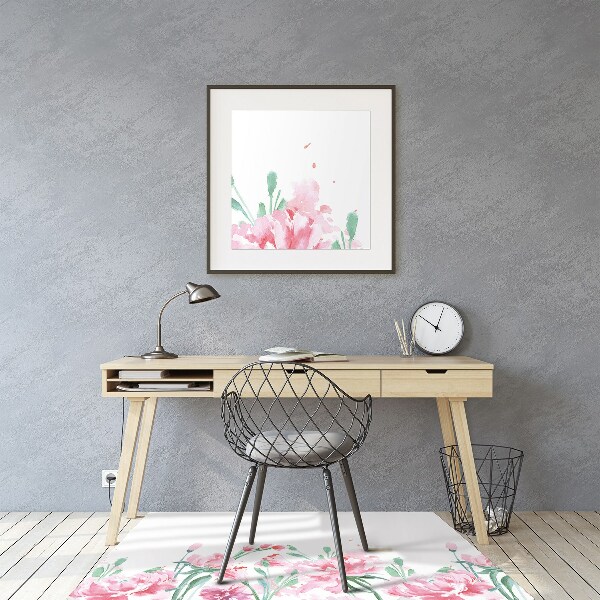 Tappeto per sedia con ruote Fiori Rosa