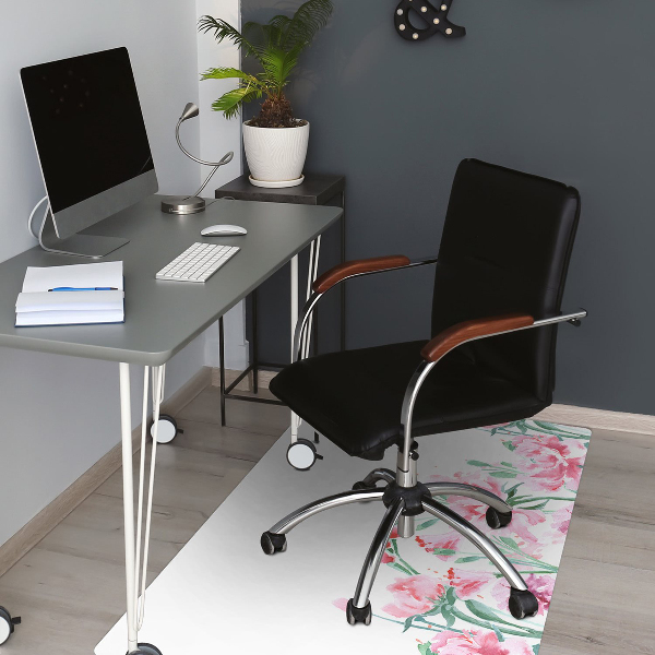 Tappeto per sedia con ruote Fiori Rosa