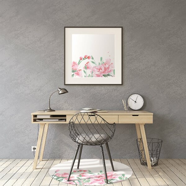 Tappeto per sedia con ruote Fiori Rosa