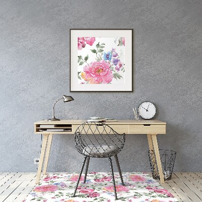 Tappeto per sedia con ruote Fiori Rosa