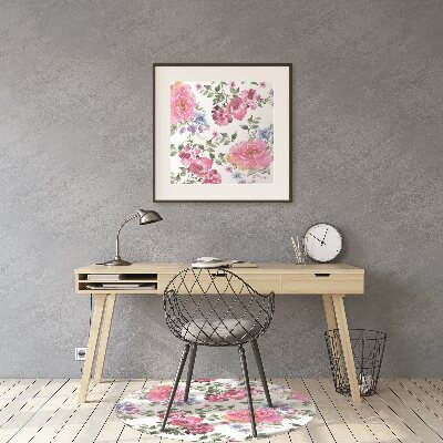 Tappeto per sedia con ruote Fiori Rosa