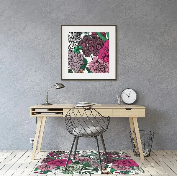 Tappeto per sedia con ruote Fiori Vintage