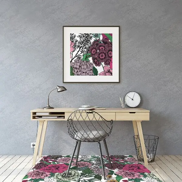 Tappeto per sedia con ruote Fiori Vintage
