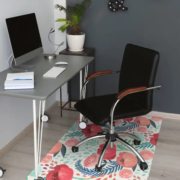 Tappeto per sedia con ruote Poppies Rossi