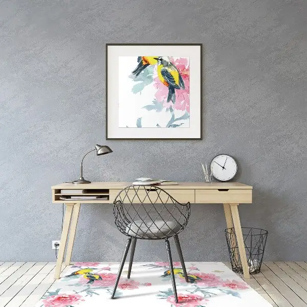 Tappeto per sedia con ruote Uccelli E Fiori