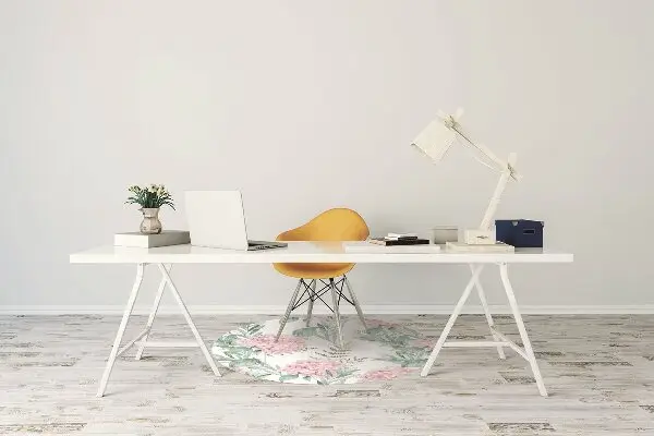 Tappeto per sedia con ruote Fiori Rosa Chiaro
