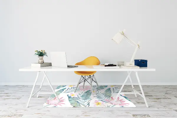 Tappeto per sedia con ruote Fiori Rosa Chiaro