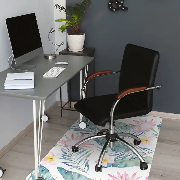 Tappeto per sedia con ruote Fiori Rosa Chiaro