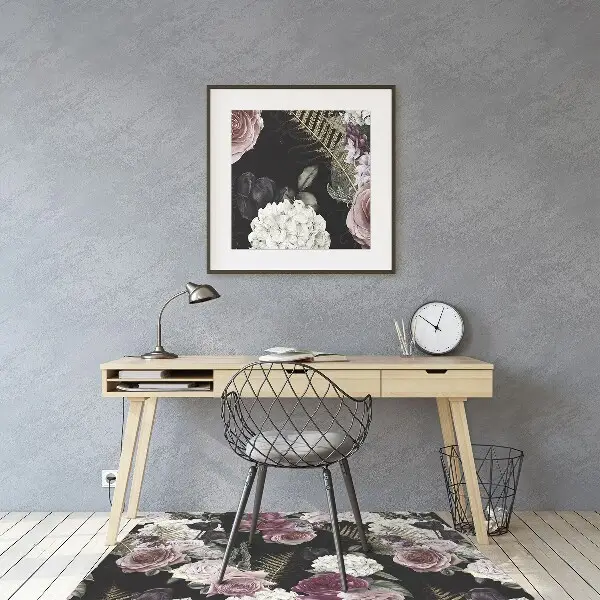 Tappeto per sedia con ruote Fiori Romantici