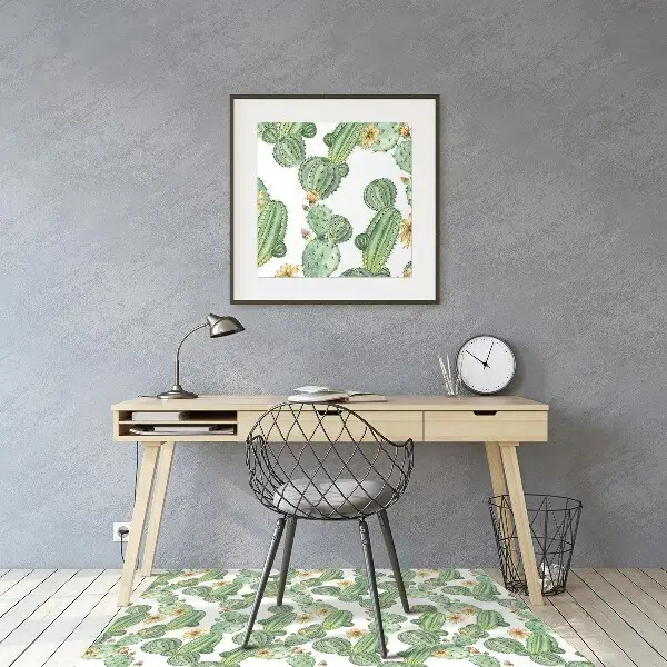 Tappeto per sedia con ruote Cactus Con Fiori