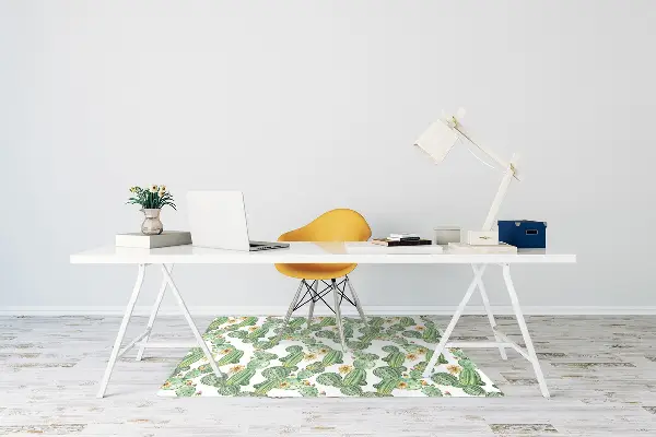 Tappeto per sedia con ruote Cactus Con Fiori