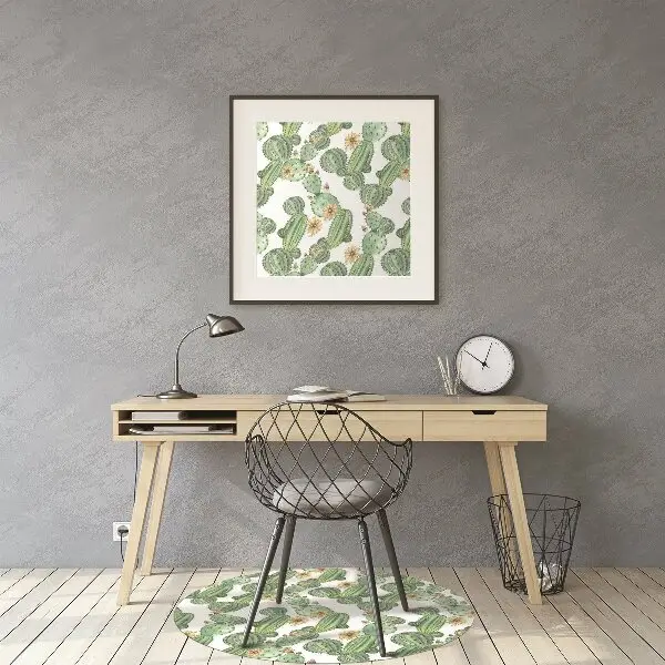 Tappeto per sedia con ruote Cactus Con Fiori