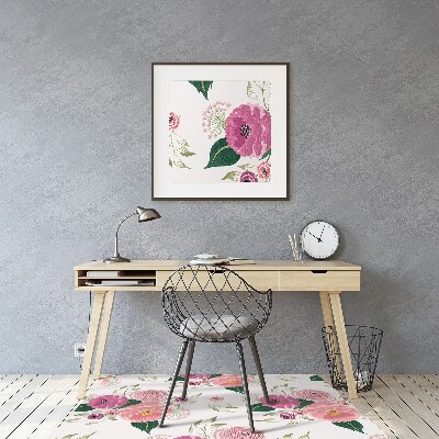 Tappeto per sedia con ruote Fiori Rosa