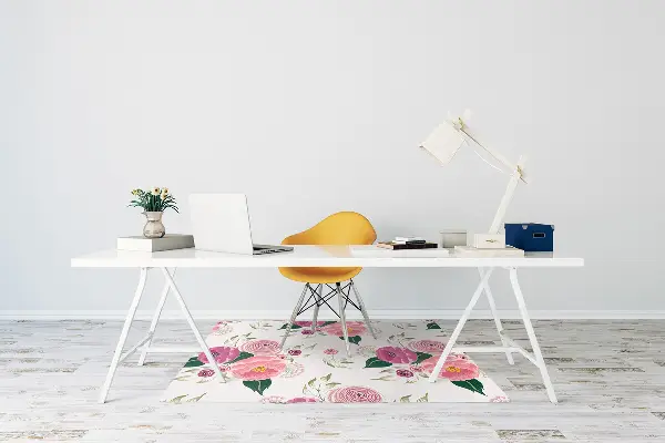 Tappeto per sedia con ruote Fiori Rosa
