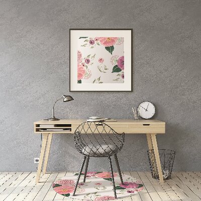 Tappeto per sedia con ruote Fiori Rosa