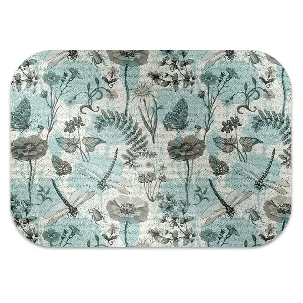 Tappeto per sedia con ruote Fiori E Libellule
