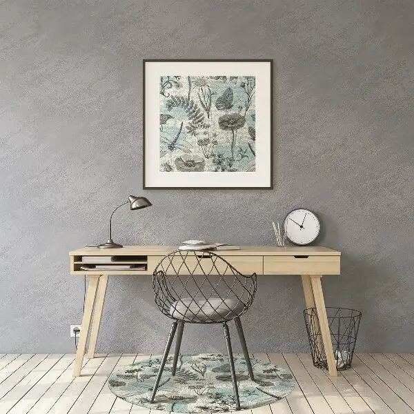 Tappeto per sedia con ruote Fiori E Libellule