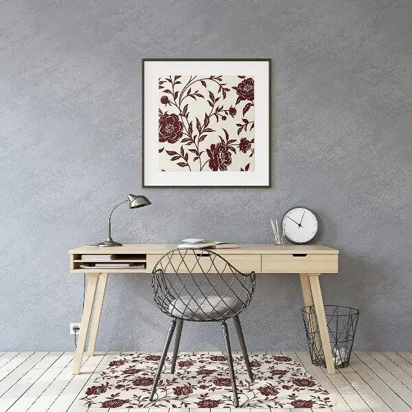Tappeto per sedia con ruote Fiori Bordeaux
