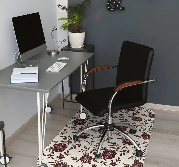 Tappeto per sedia con ruote Fiori Bordeaux