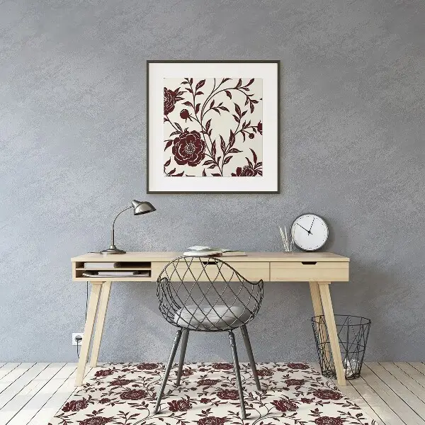 Tappeto per sedia con ruote Fiori Bordeaux