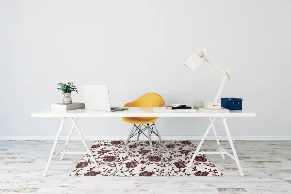 Tappeto per sedia con ruote Fiori Bordeaux