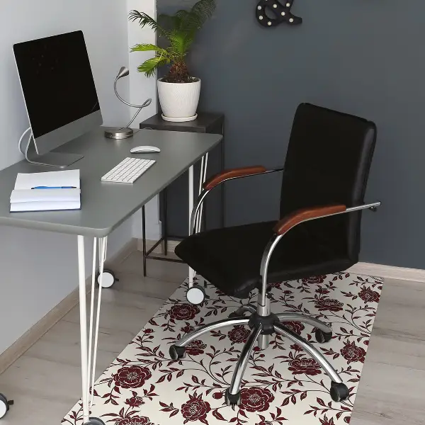 Tappeto per sedia con ruote Fiori Bordeaux