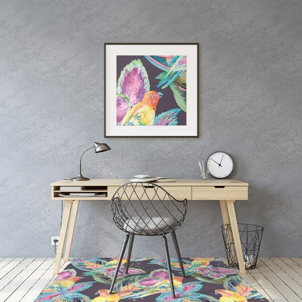 Tappeto per sedia con ruote Pappagalli Colorati