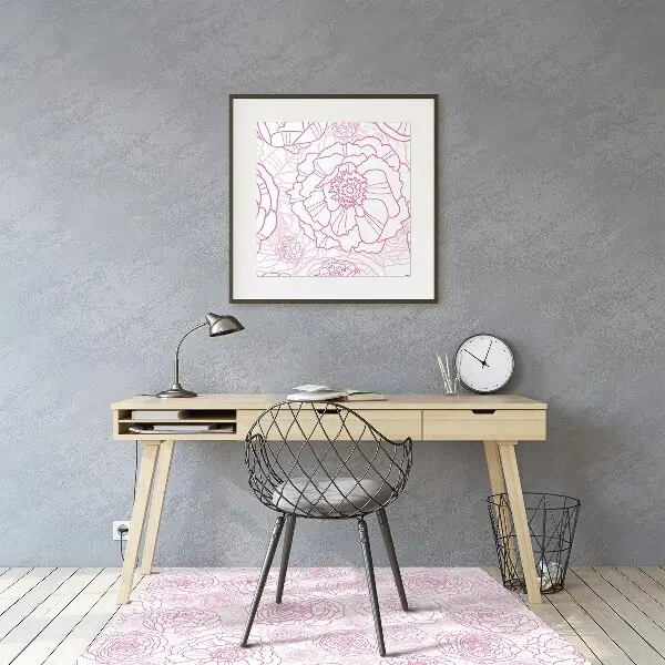 Tappeto per sedia con ruote Fiori Rosa