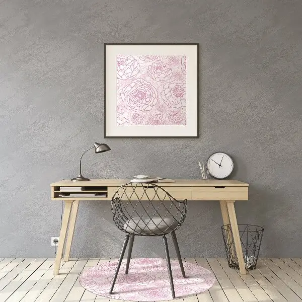 Tappeto per sedia con ruote Fiori Rosa