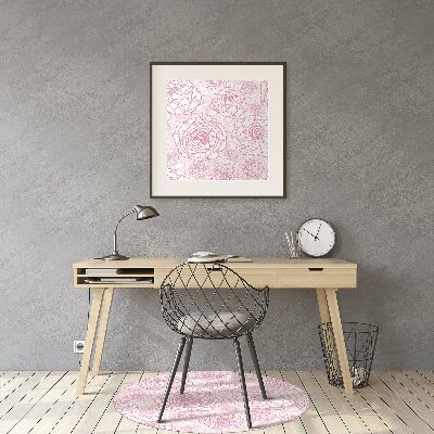 Tappeto per sedia con ruote Fiori Rosa