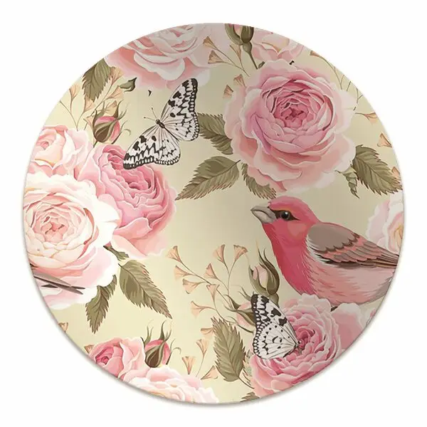 Tappeto sedia ufficio Fiori Uccelli Farfalle