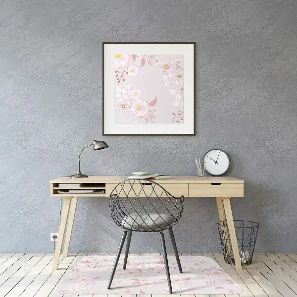 Tappeto per sedia con ruote Piccoli Fiori Rosa