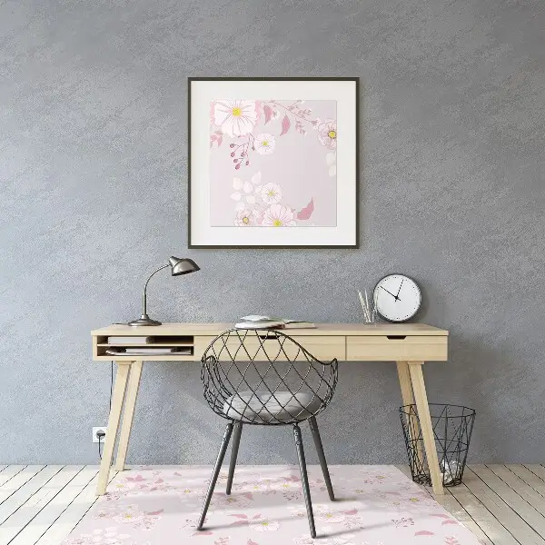 Tappeto per sedia con ruote Piccoli Fiori Rosa