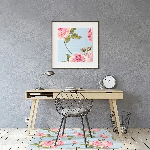 Tappeto per sedia con ruote Rose Con Foglie