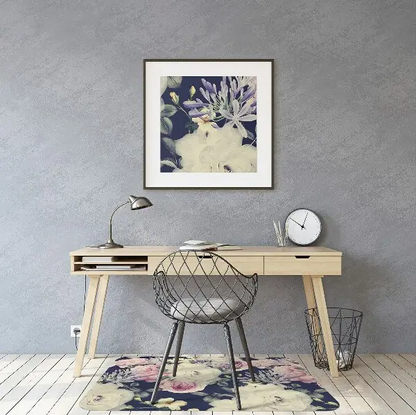 Tappeto per sedia con ruote Rose Vintage Bianche