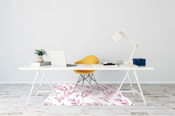 Tappeto per sedia con ruote Foglie Rosa