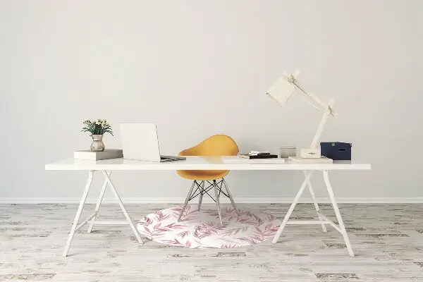 Tappeto per sedia con ruote Foglie Rosa