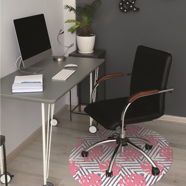 Tappeto per sedia con ruote Foglie Rosa