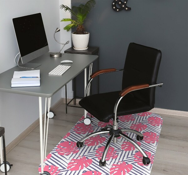Tappeto per sedia con ruote Foglie Rosa