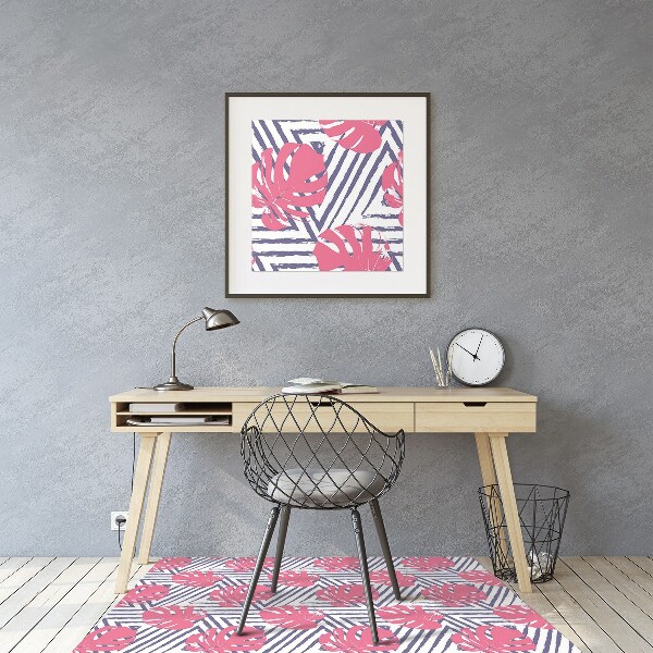 Tappeto per sedia con ruote Foglie Rosa