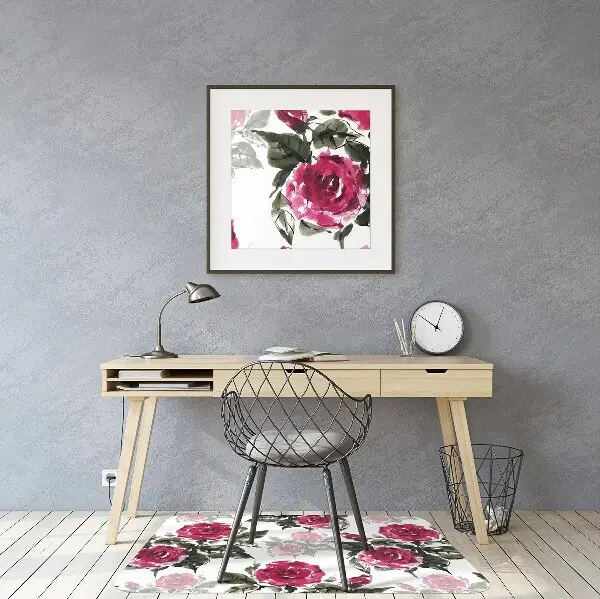 Tappeto per sedia con ruote Rose Dipinte