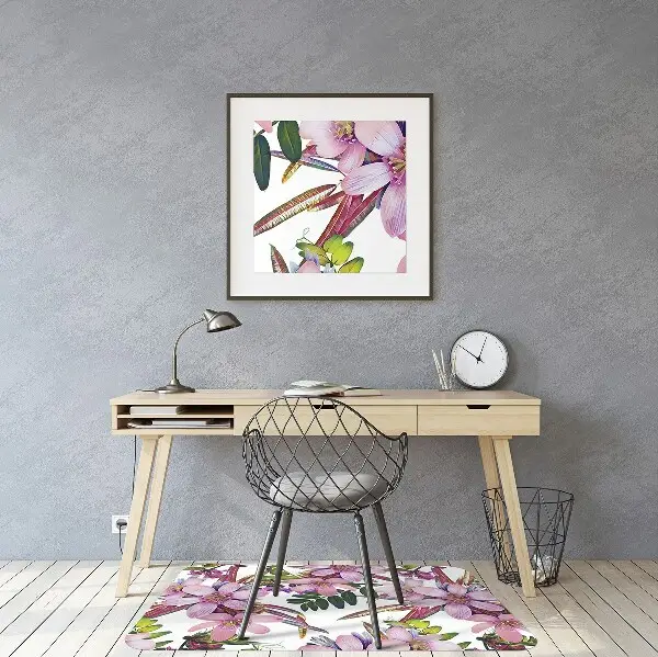 Tappeto per sedia con ruote Fiori Rosa