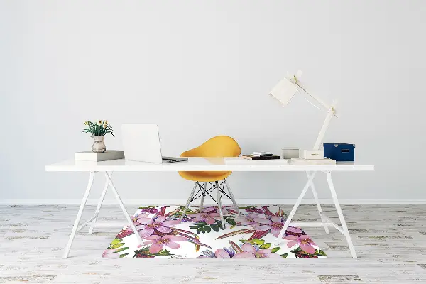 Tappeto per sedia con ruote Fiori Rosa