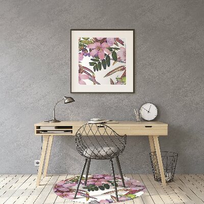 Tappeto per sedia con ruote Fiori Rosa