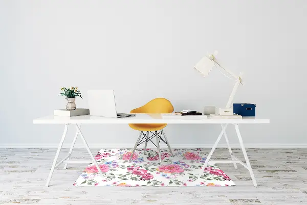 Tappeto per sedia con ruote Fiori Rosa