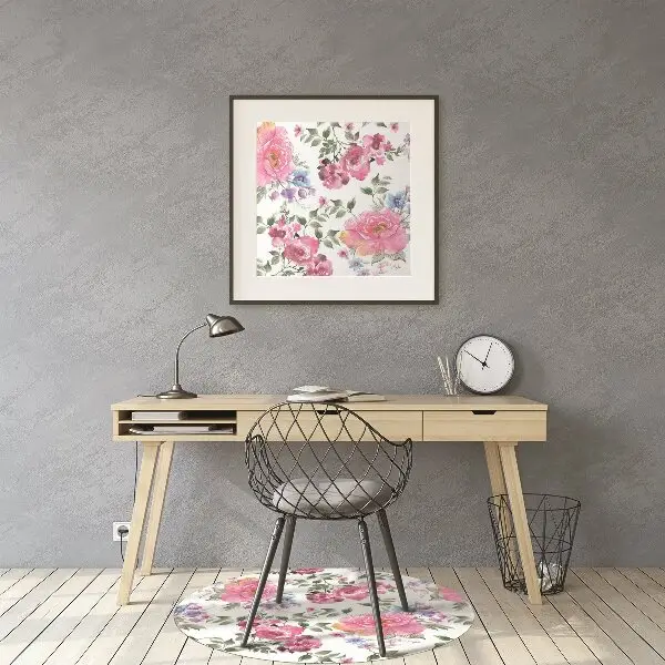 Tappeto per sedia con ruote Fiori Rosa