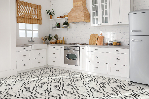 Piastrelle in pvc Linee Nere Geometriche