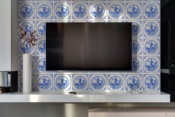 Pannello in vinile pcv Mulino A Vento In Stile Azulejos